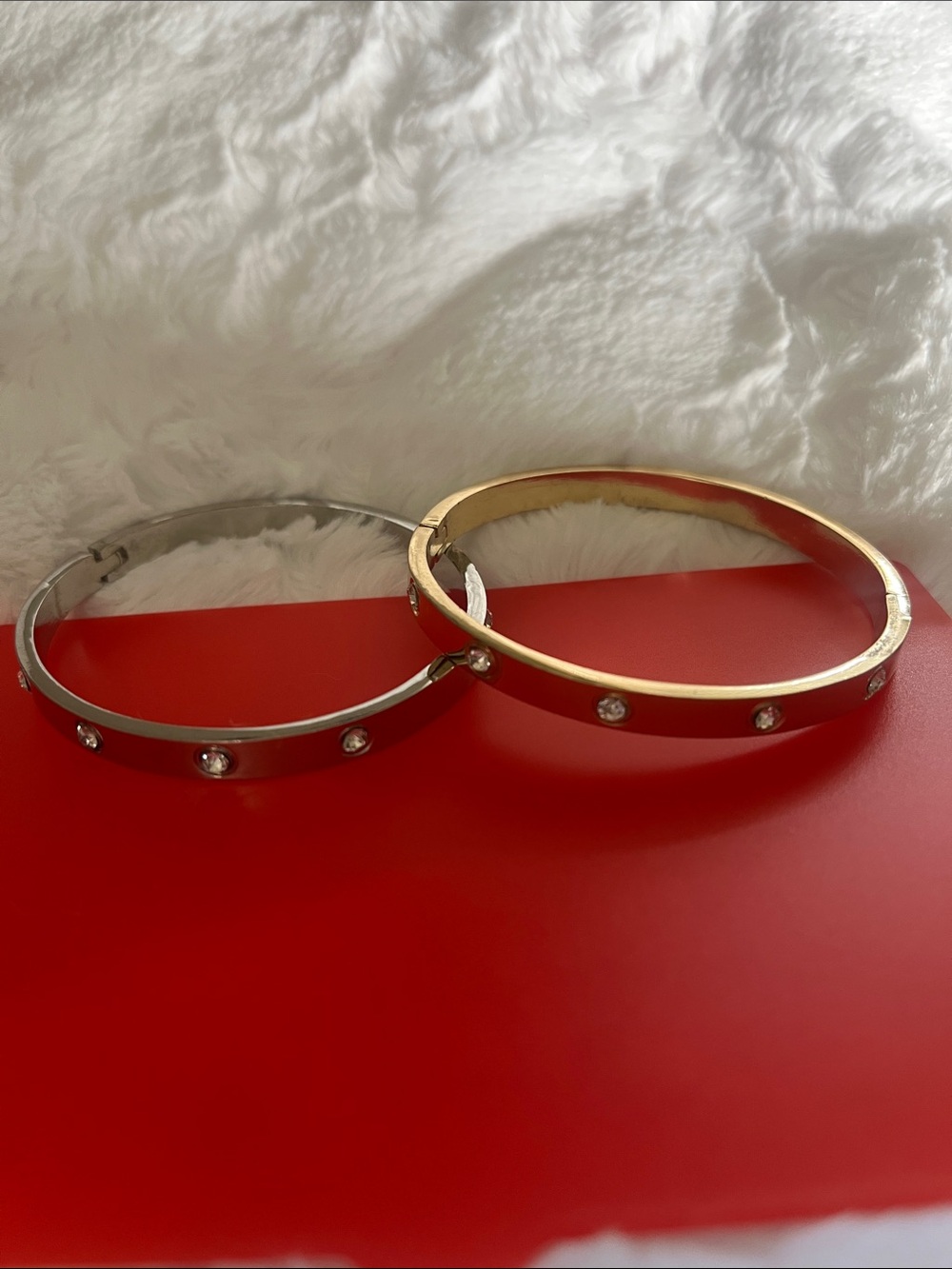 Gold and Silver Crystal Accent Bangle Bracelets - Women Jewelry